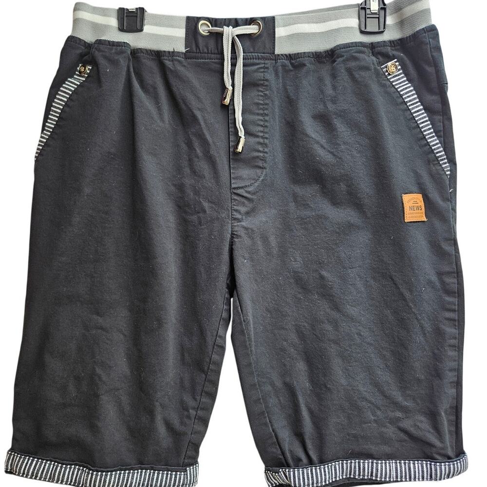 Ladies LG Cotton/Linen/Spandex Casual Shorts Black NIce accents B-66